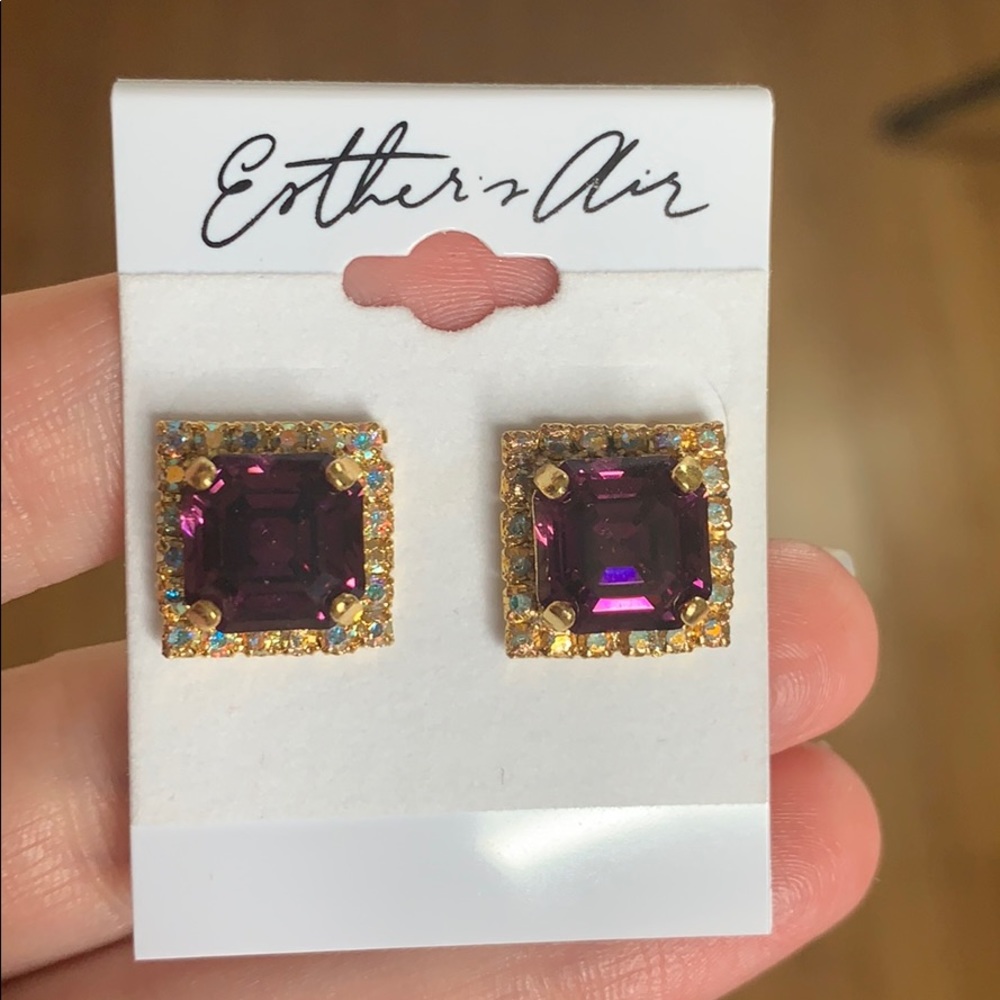 Purple Swarovski crystal stud earrings